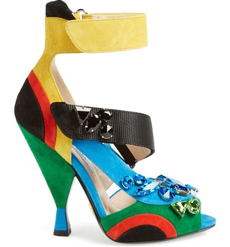 prada jeweled sandals|Prada denim sandals.